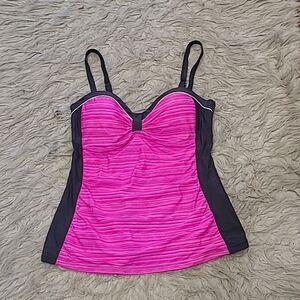 Free country womens nylon stretch gray and pink tankini size small